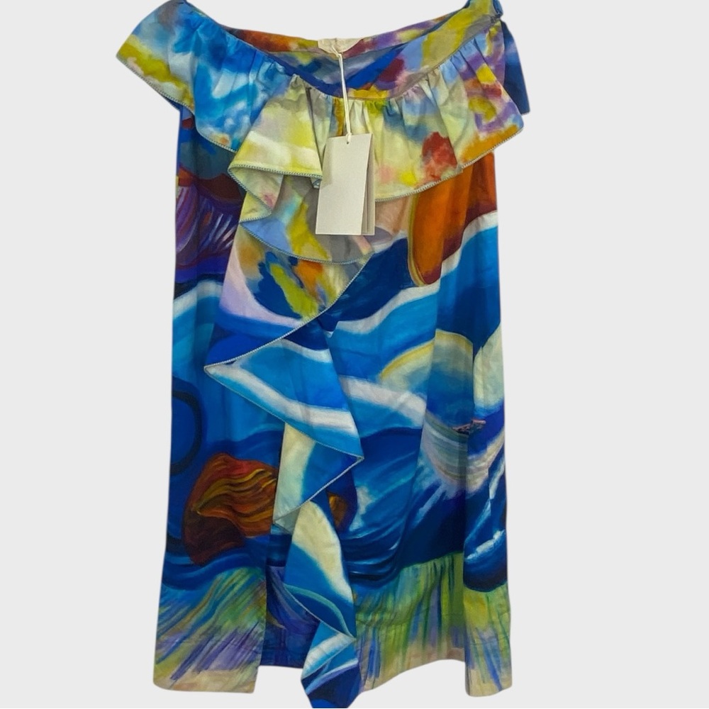 Ulla Johnson Abstract Art Shara Hughes Nora Tuck Midi Skirt NWT Size 6
